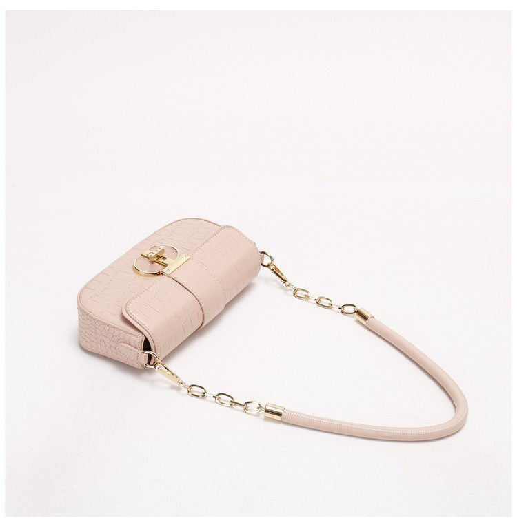 Peach Oolong French Style Baguette Underarm Bag for Women, Niche Unique High-End Texture Handbag, Versatile Chain Crossbody & Single Shoulder Bag