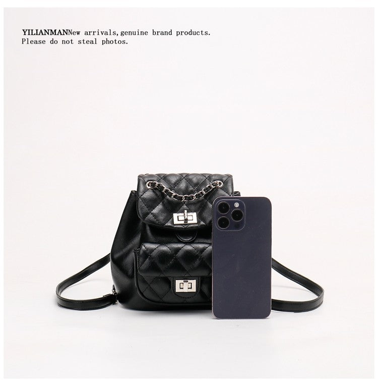 New Arrival Quilted Pattern Chain Backpack for Women, Niche Unique Design Small Shoulder Backpack, Multi-purpose Stylish Top Handle Bag
