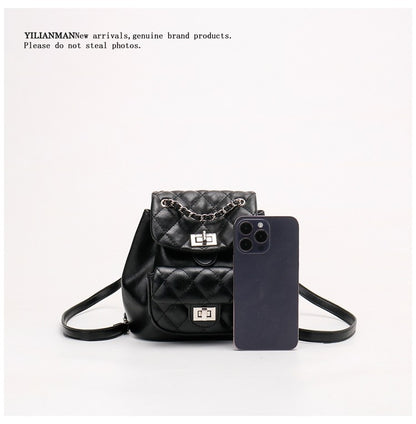 New Arrival Quilted Pattern Chain Backpack for Women, Niche Unique Design Small Shoulder Backpack, Multi-purpose Stylish Top Handle Bag