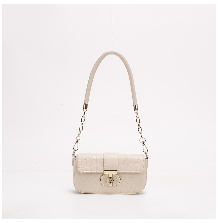 Peach Oolong French Style Baguette Underarm Bag for Women, Niche Unique High-End Texture Handbag, Versatile Chain Crossbody & Single Shoulder Bag