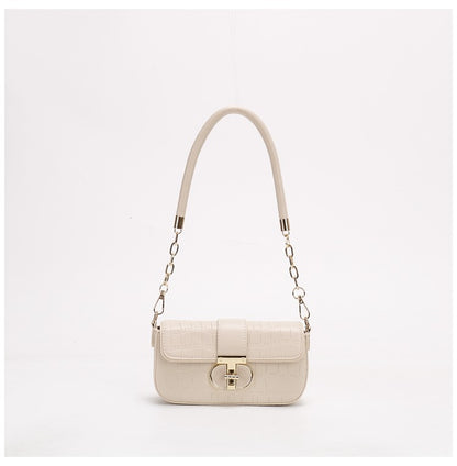 Peach Oolong French Style Baguette Underarm Bag for Women, Niche Unique High-End Texture Handbag, Versatile Chain Crossbody & Single Shoulder Bag