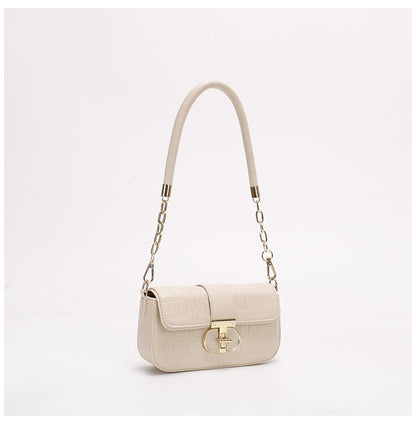 Peach Oolong French Style Baguette Underarm Bag for Women, Niche Unique High-End Texture Handbag, Versatile Chain Crossbody & Single Shoulder Bag