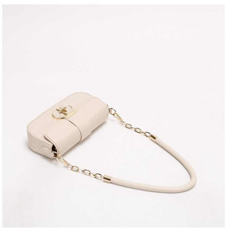 Peach Oolong French Style Baguette Underarm Bag for Women, Niche Unique High-End Texture Handbag, Versatile Chain Crossbody & Single Shoulder Bag