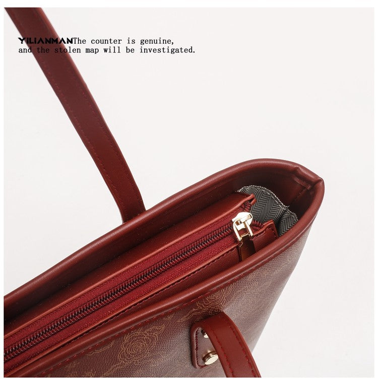 Versatile Daily Commute Spacious Tote Bag for Women, Large Capacity Red Shoulder & Top Handle Handbag, Roomy Large Bag for Work & Daily Use