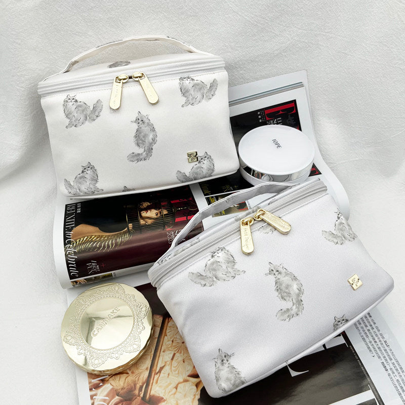 Persian Cat Print Series: Mini Barrel Bag, Makeup Pouch & Tissue Case Set