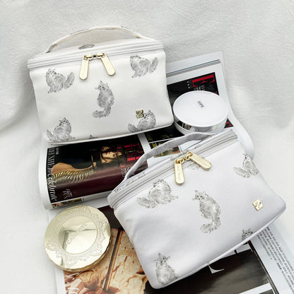 Persian Cat Print Series: Mini Barrel Bag, Makeup Pouch & Tissue Case Set