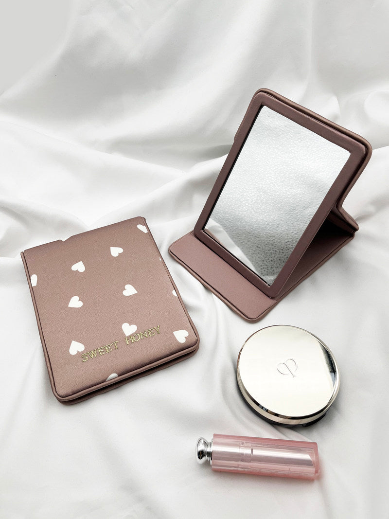 Petit Trouver Sweet Heart Foldable Makeup Mirror Portable Rectangular Mirror