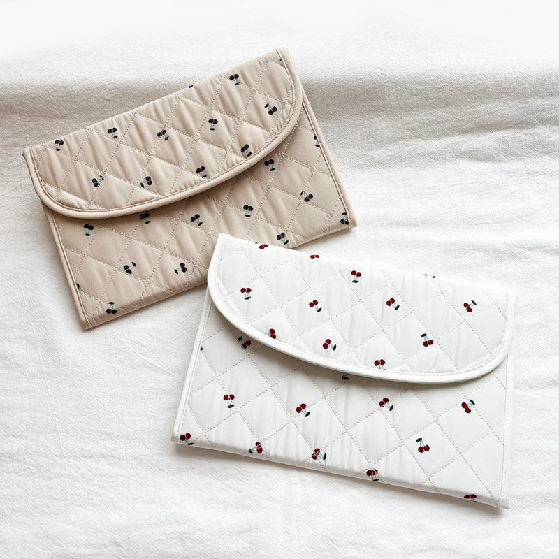 Pregnancy Document Wallet with Cherry Print - Horizontal Card & Record Holder for Expecting Mothers