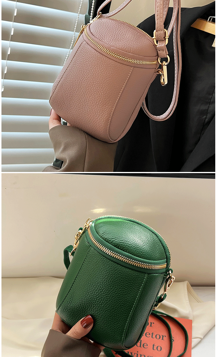 Women's Genuine Cowhide Leather Mini Bag, Trendy Versatile Soft Shoulder & Crossbody Bag, Multi-purpose Women's Cell Phone Bag with Soft Texture