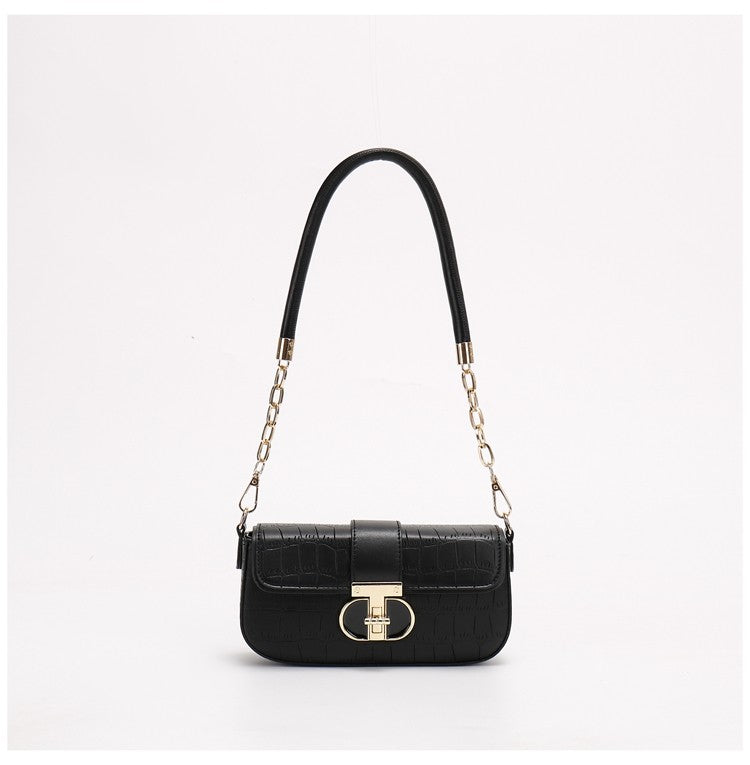 Peach Oolong French Style Baguette Underarm Bag for Women, Niche Unique High-End Texture Handbag, Versatile Chain Crossbody & Single Shoulder Bag