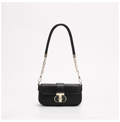 Peach Oolong French Style Baguette Underarm Bag for Women, Niche Unique High-End Texture Handbag, Versatile Chain Crossbody & Single Shoulder Bag