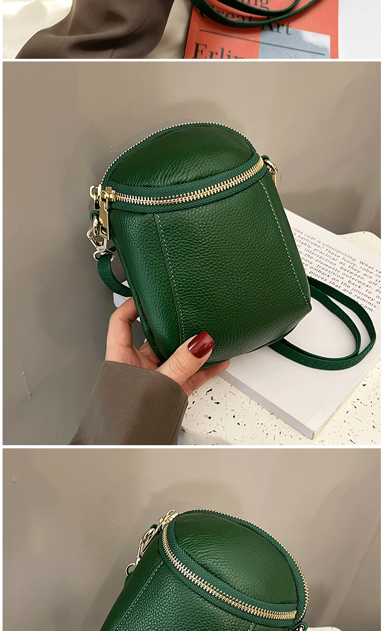 Women's Genuine Cowhide Leather Mini Bag, Trendy Versatile Soft Shoulder & Crossbody Bag, Multi-purpose Women's Cell Phone Bag with Soft Texture