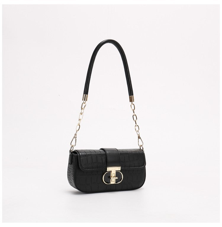 Peach Oolong French Style Baguette Underarm Bag for Women, Niche Unique High-End Texture Handbag, Versatile Chain Crossbody & Single Shoulder Bag