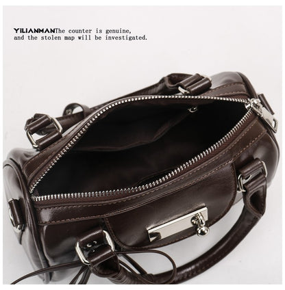 Versatile Vintage Boston Bag for Women, Premium Textured Stylish Small Shoulder Bag, Multi-Wear Daily Crossbody Bag