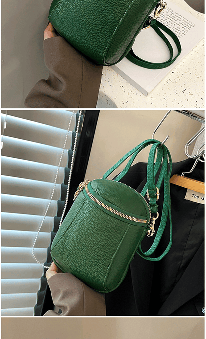 Women's Genuine Cowhide Leather Mini Bag, Trendy Versatile Soft Shoulder & Crossbody Bag, Multi-purpose Women's Cell Phone Bag with Soft Texture