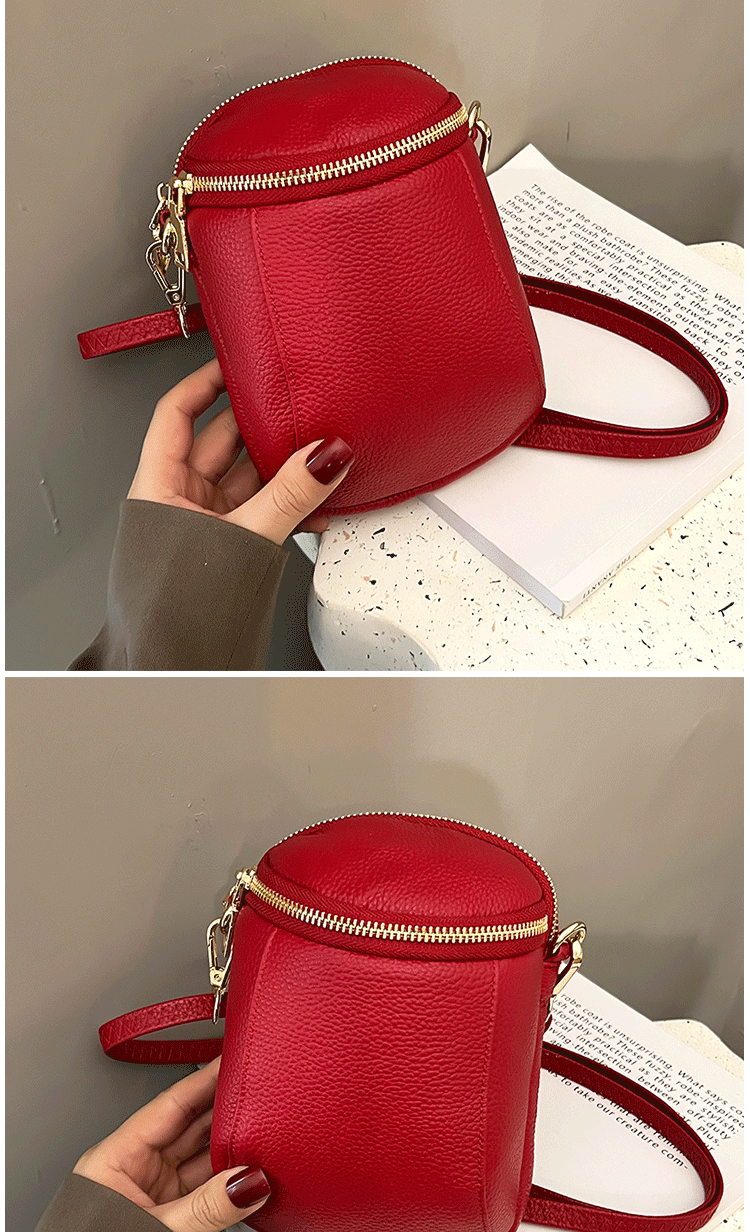 Women's Genuine Cowhide Leather Mini Bag, Trendy Versatile Soft Shoulder & Crossbody Bag, Multi-purpose Women's Cell Phone Bag with Soft Texture