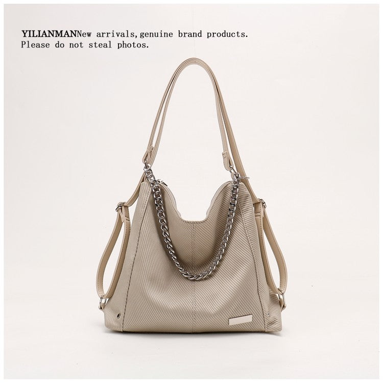 Women's Relaxed Vibe Chain Multi-Functional Tote Bag, Premium Texture Light Luxury Stylish Shoulder Bag, Versatile High-End Daily Commute Handbag