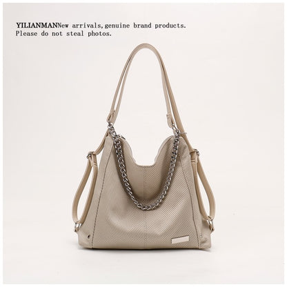Women's Relaxed Vibe Chain Multi-Functional Tote Bag, Premium Texture Light Luxury Stylish Shoulder Bag, Versatile High-End Daily Commute Handbag