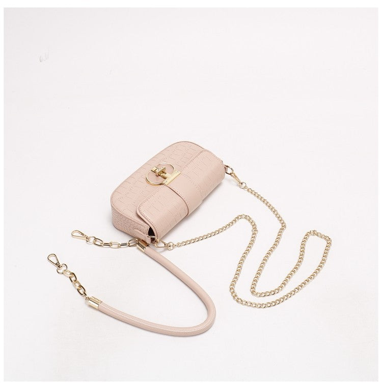 Peach Oolong French Style Baguette Underarm Bag for Women, Niche Unique High-End Texture Handbag, Versatile Chain Crossbody & Single Shoulder Bag