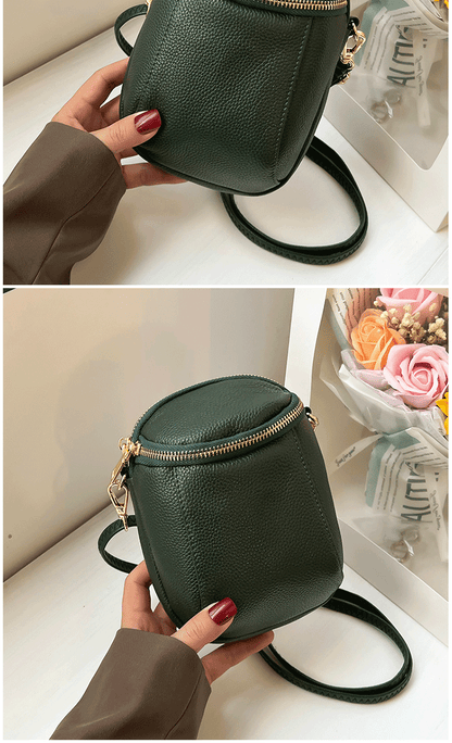 Women's Genuine Cowhide Leather Mini Bag, Trendy Versatile Soft Shoulder & Crossbody Bag, Multi-purpose Women's Cell Phone Bag with Soft Texture