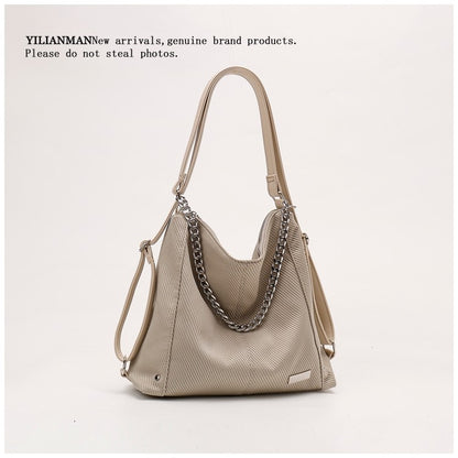 Women's Relaxed Vibe Chain Multi-Functional Tote Bag, Premium Texture Light Luxury Stylish Shoulder Bag, Versatile High-End Daily Commute Handbag