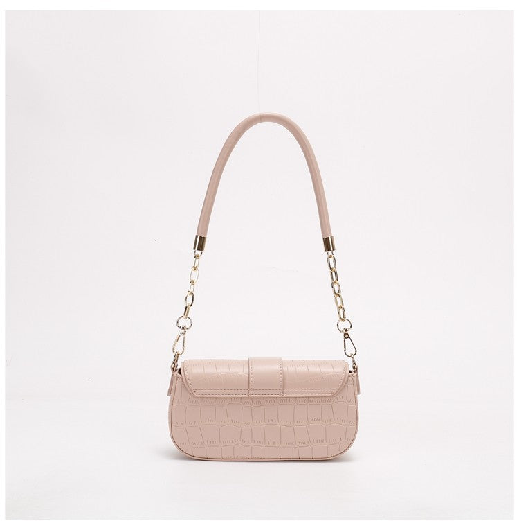 Peach Oolong French Style Baguette Underarm Bag for Women, Niche Unique High-End Texture Handbag, Versatile Chain Crossbody & Single Shoulder Bag