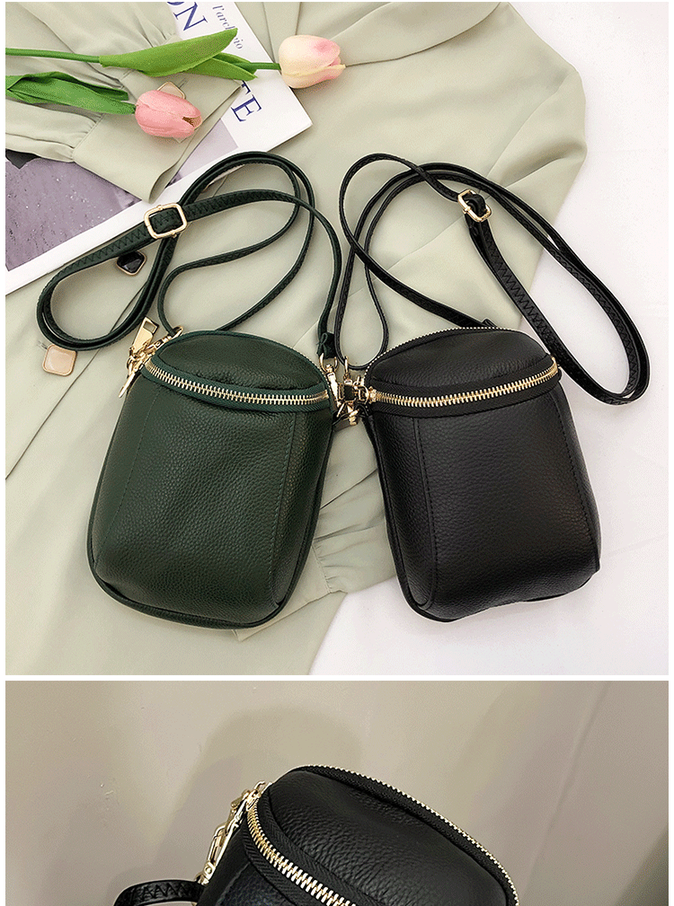 Women's Genuine Cowhide Leather Mini Bag, Trendy Versatile Soft Shoulder & Crossbody Bag, Multi-purpose Women's Cell Phone Bag with Soft Texture