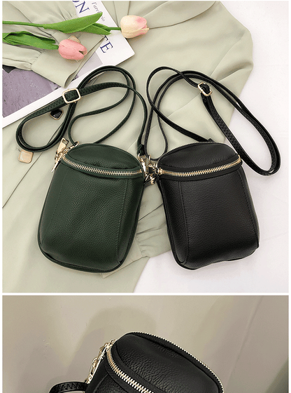 Women's Genuine Cowhide Leather Mini Bag, Trendy Versatile Soft Shoulder & Crossbody Bag, Multi-purpose Women's Cell Phone Bag with Soft Texture