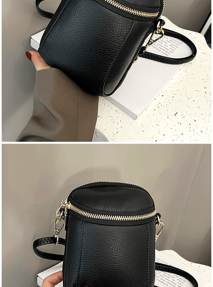 Women's Genuine Cowhide Leather Mini Bag, Trendy Versatile Soft Shoulder & Crossbody Bag, Multi-purpose Women's Cell Phone Bag with Soft Texture