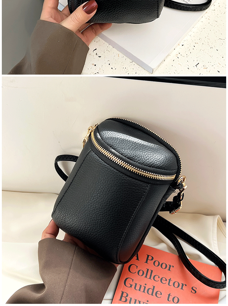 Women's Genuine Cowhide Leather Mini Bag, Trendy Versatile Soft Shoulder & Crossbody Bag, Multi-purpose Women's Cell Phone Bag with Soft Texture