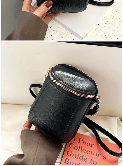 Women's Genuine Cowhide Leather Mini Bag, Trendy Versatile Soft Shoulder & Crossbody Bag, Multi-purpose Women's Cell Phone Bag with Soft Texture