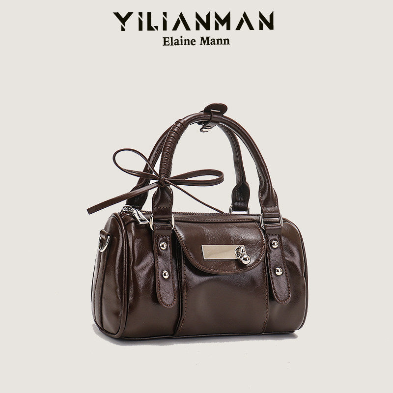 Versatile Vintage Boston Bag for Women, Premium Textured Stylish Small Shoulder Bag, Multi-Wear Daily Crossbody Bag