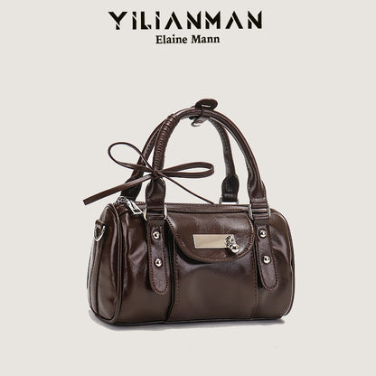 Versatile Vintage Boston Bag for Women, Premium Textured Stylish Small Shoulder Bag, Multi-Wear Daily Crossbody Bag
