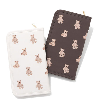 Soft & Cute Cartoon Bear Print Travel Passport, Document & Card Organizer