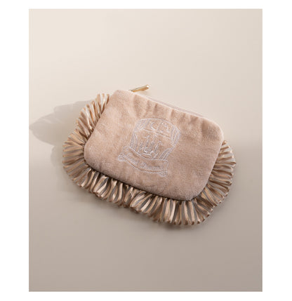 Petit Trouver Sweet Adorable Maillard Style Castle Embroidery Sanitary Pad Pouch Portable On-the-Go Small Bag
