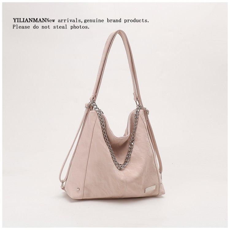Women's Relaxed Vibe Chain Multi-Functional Tote Bag, Premium Texture Light Luxury Stylish Shoulder Bag, Versatile High-End Daily Commute Handbag