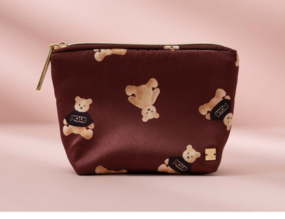 Japanese Style Cuddly Cute Cartoon Bear Mini Cosmetic Bag - 3-in-1 Lipstick & Sanitary Pad Storage Pouch