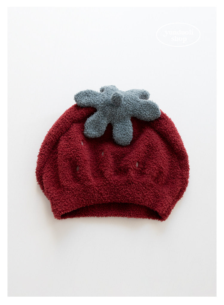 Cute Cuddly Fluffy Plush Big Strawberry Hair Drying Cap - Soft Fleece Turban Hair Wrap