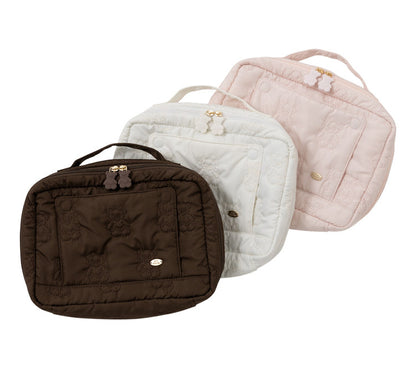 Cute Cartoon Bear Embroidery Diaper Bag | Small Handheld Storage Bag for Moms