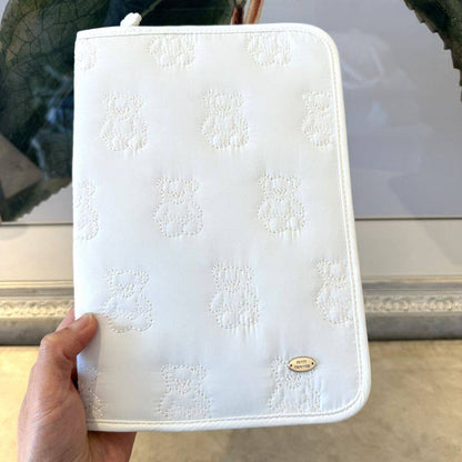 Baby Bear Embroidered Mother-Child Handbook & Document Organizer Pouch - For Birth Certificate and Important Cards