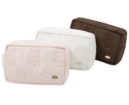 Cute Cartoon Bear Embroidery Lightweight Pouch | Cosmetic & Storage Bag