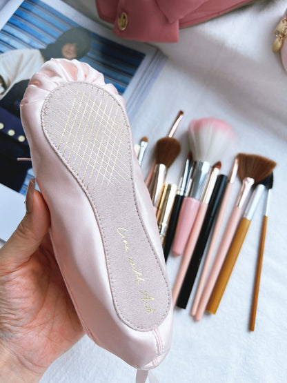 Sweet Ballet Flat-Inspired Makeup Pouch - Cosmetic Brush & Pencil Organizer with Hook