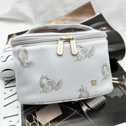 Persian Cat Print Series: Mini Barrel Bag, Makeup Pouch & Tissue Case Set