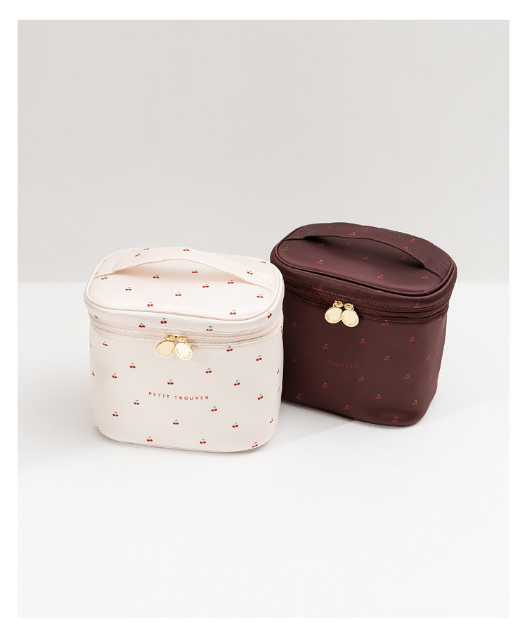 PETIT TROUVER Sweet Lovely Small Chttps://admin.shopify.com/store/abb665-90/productsherry Makeup Organizer - Handheld Bucket Style Cosmetic Storage Pouch