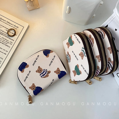 American Style Cute Cartoon Bear Accordion Card Holder, Multi-Card Slots Large Capacity Small Wallet, Lightweight Coin Purse for Women & Girl Students