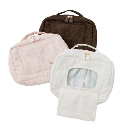 Cute Cartoon Bear Embroidery Diaper Bag | Small Handheld Storage Bag for Moms