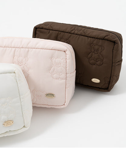 Cute Cartoon Bear Embroidery Lightweight Pouch | Cosmetic & Storage Bag
