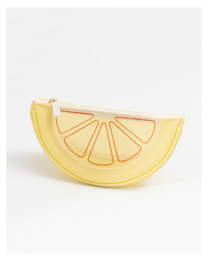 Fresh Minimalist Cartoon Fruit Shaped Semicircular Cosmetic Bag - Cute Watermelon & Pomelo Themed Makeup Pouch