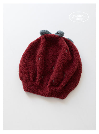 Cute Cuddly Fluffy Plush Big Strawberry Hair Drying Cap - Soft Fleece Turban Hair Wrap