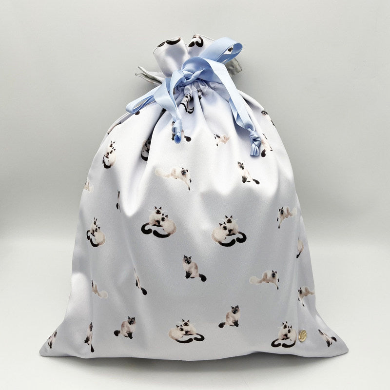 Siamese Cat Print Drawstring Pouch - Portable Jewelry & Makeup Organizer Bag